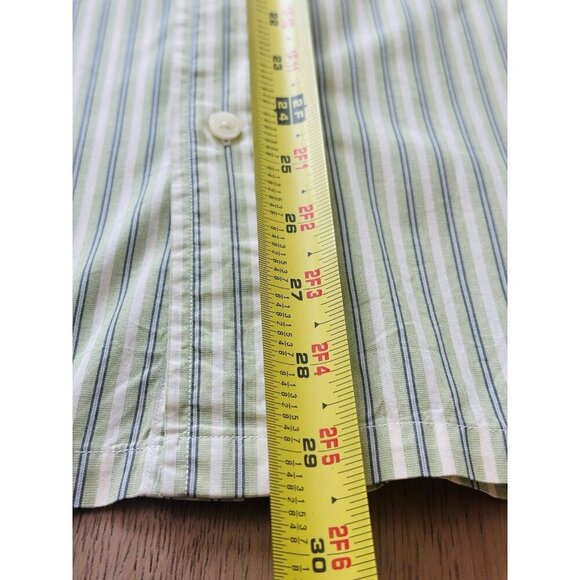 J.Crew Men's Size Large Short Sleeve 100% Cotton Casual Button Down Green Stripe - Picture 8 of 10